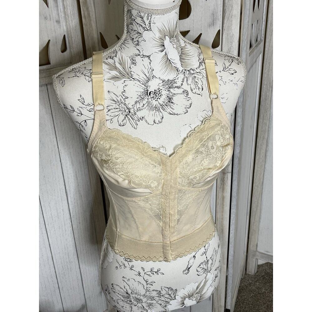 Carnival Peach Hook Loop Corset Bustier Lingerie Lace Size 36B
